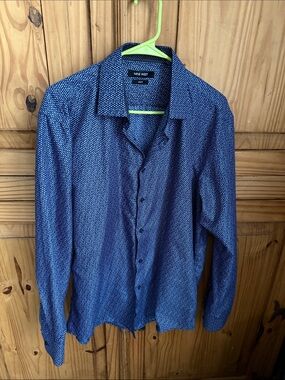 nine west men's dress shirts Mens Nine West Slim Fit Blue L/S Button Up Shirt
